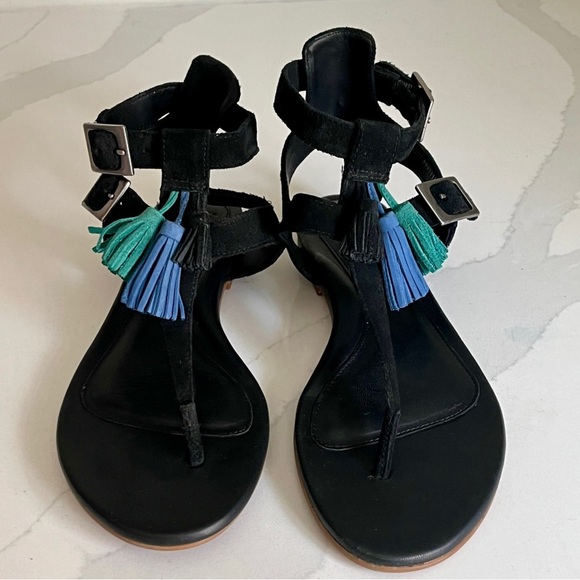 UGG Woman's Lecia Black Leather and Suede Ankle Wrap Sandal Size 9 NWOT - Picture 2 of 15